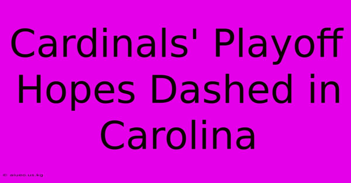 Cardinals' Playoff Hopes Dashed In Carolina