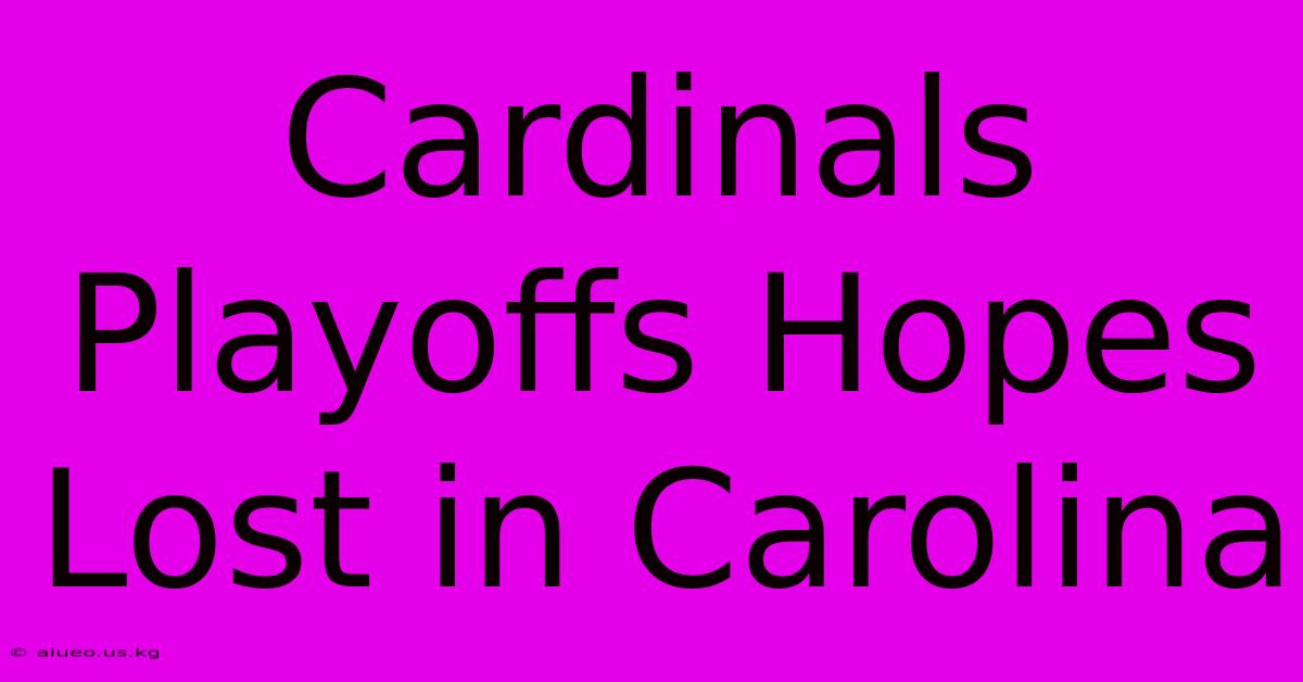 Cardinals Playoffs Hopes Lost In Carolina