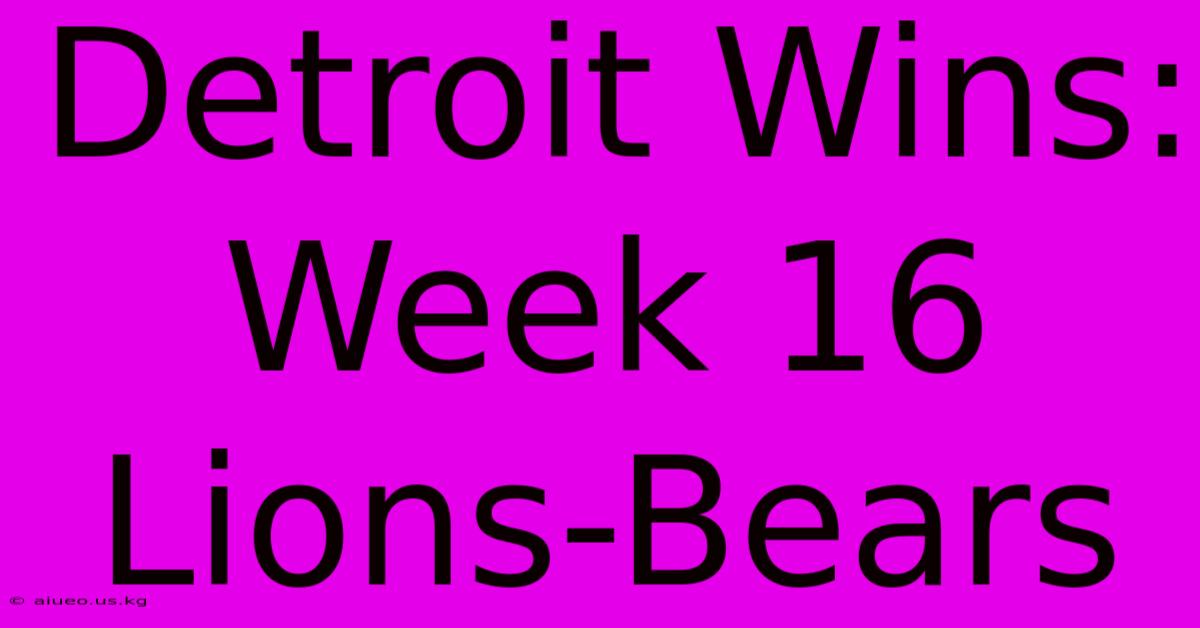 Detroit Wins: Week 16 Lions-Bears