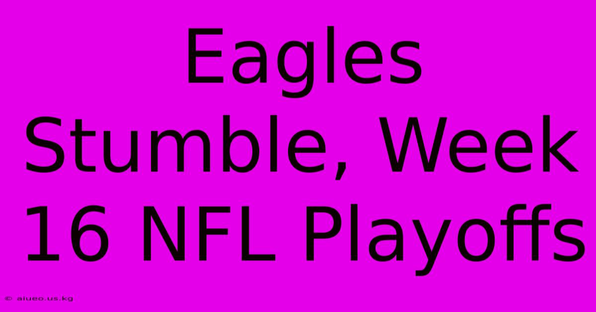 Eagles Stumble, Week 16 NFL Playoffs