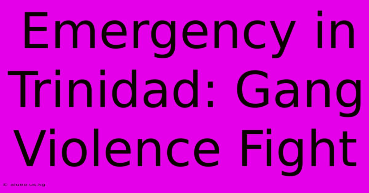 Emergency In Trinidad: Gang Violence Fight