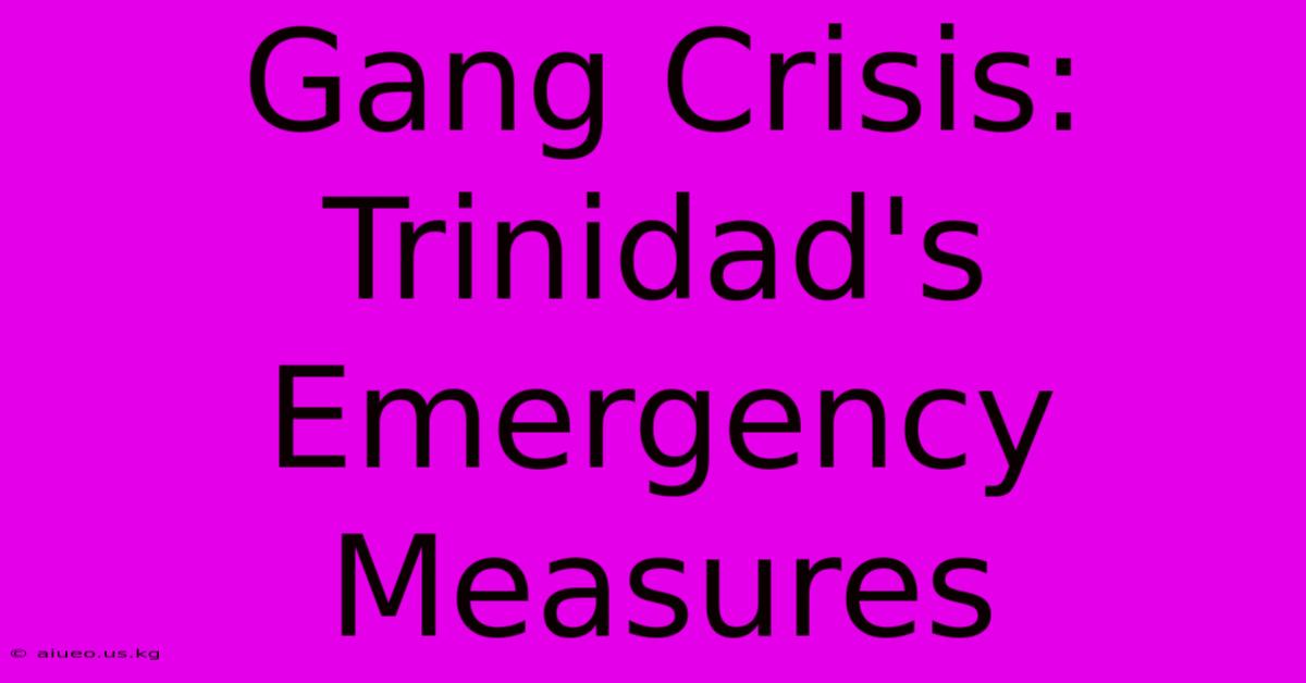 Gang Crisis: Trinidad's Emergency Measures