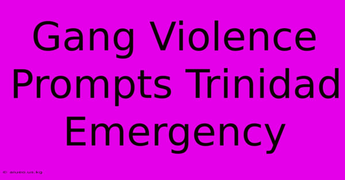 Gang Violence Prompts Trinidad Emergency