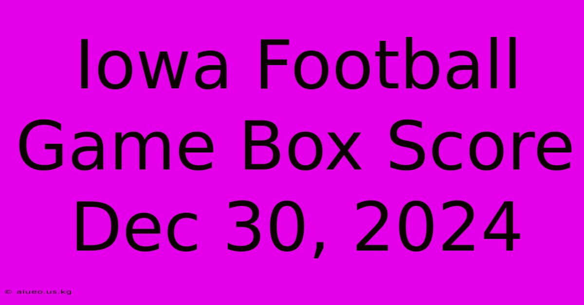 Iowa Football Game Box Score Dec 30, 2024