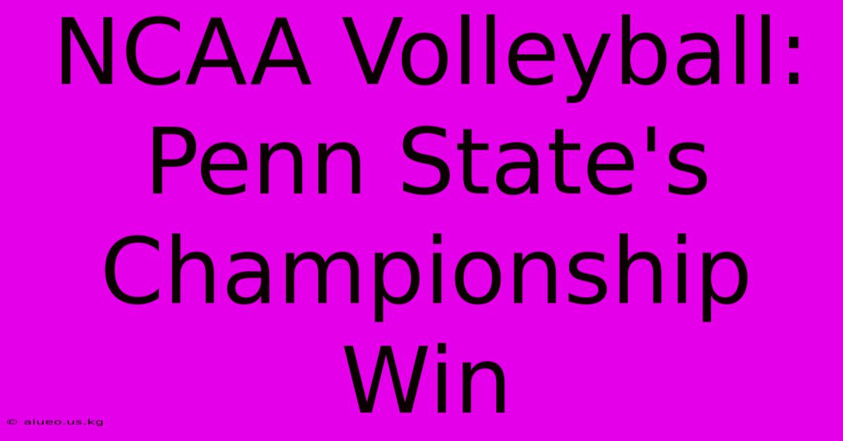 NCAA Volleyball: Penn State's Championship Win