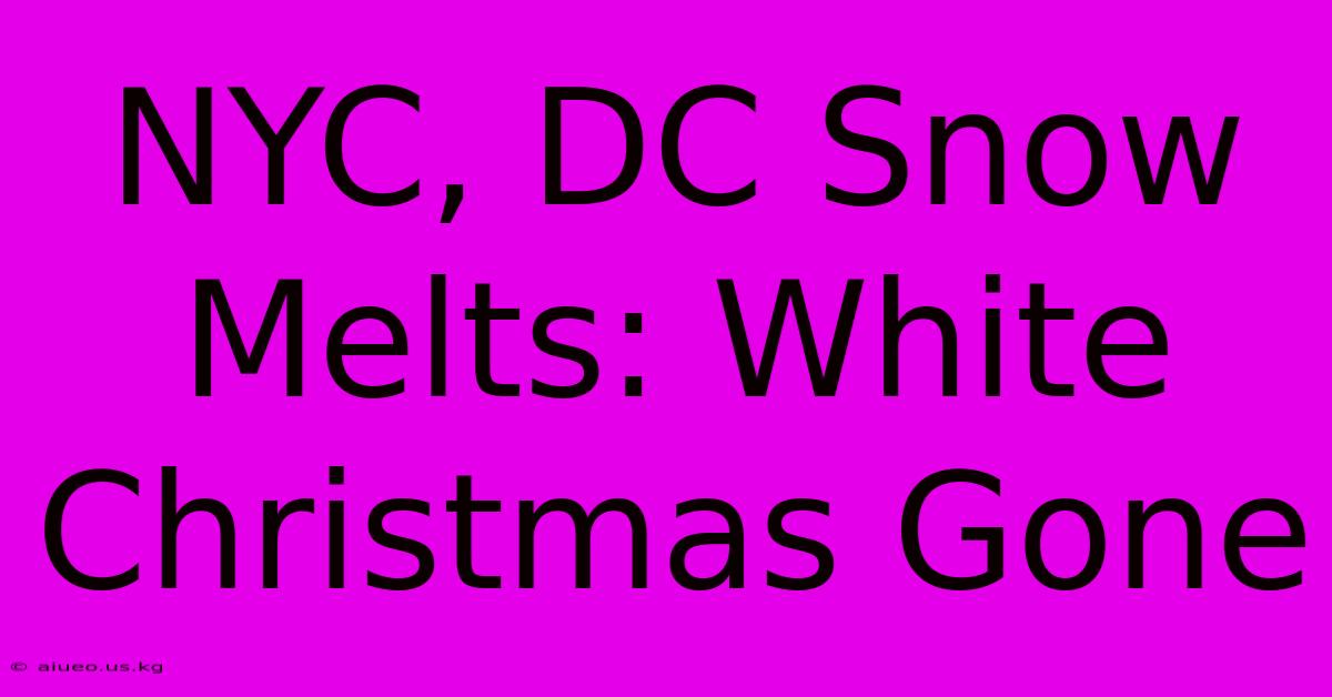 NYC, DC Snow Melts: White Christmas Gone