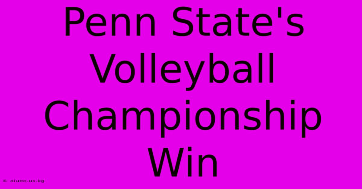 Penn State's Volleyball Championship Win