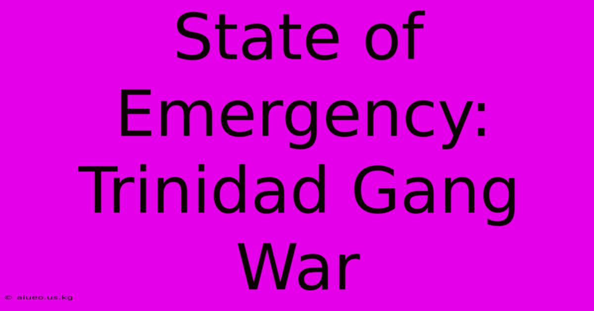 State Of Emergency: Trinidad Gang War