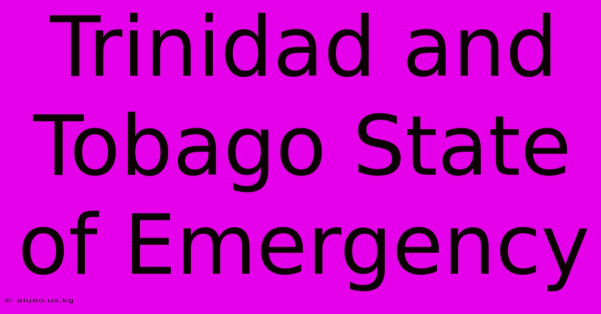 Trinidad And Tobago State Of Emergency