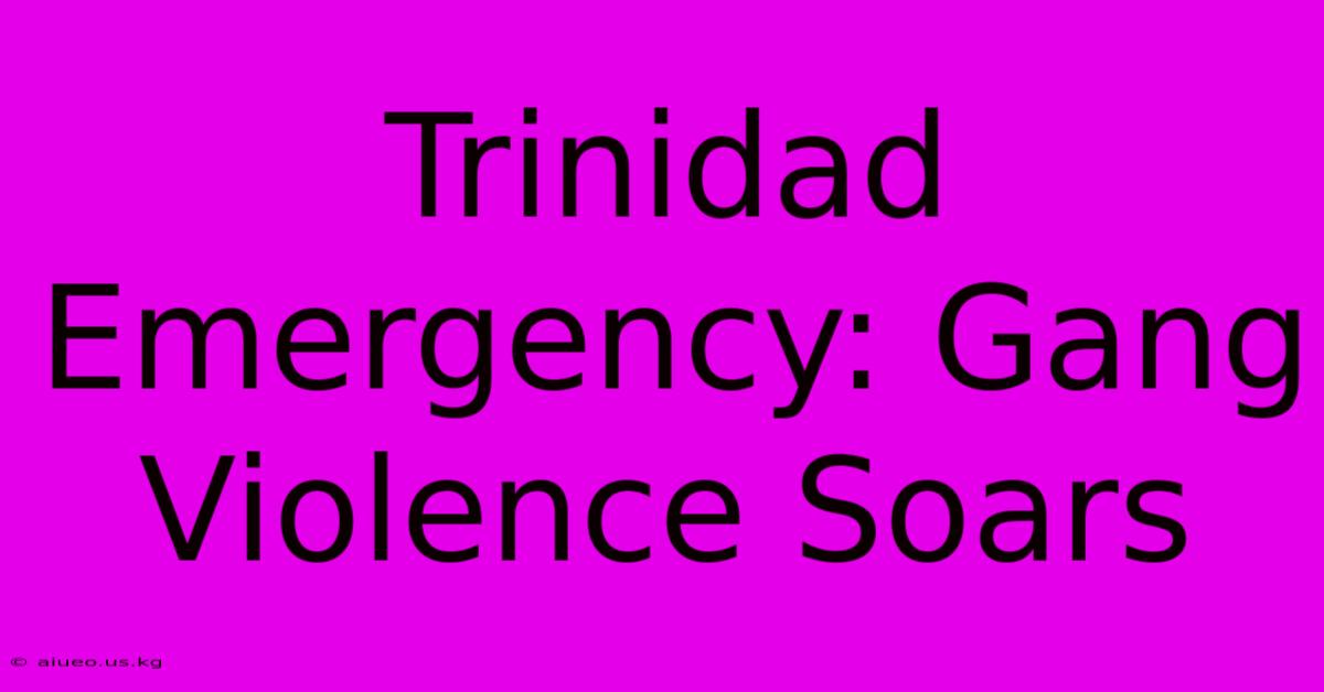 Trinidad Emergency: Gang Violence Soars