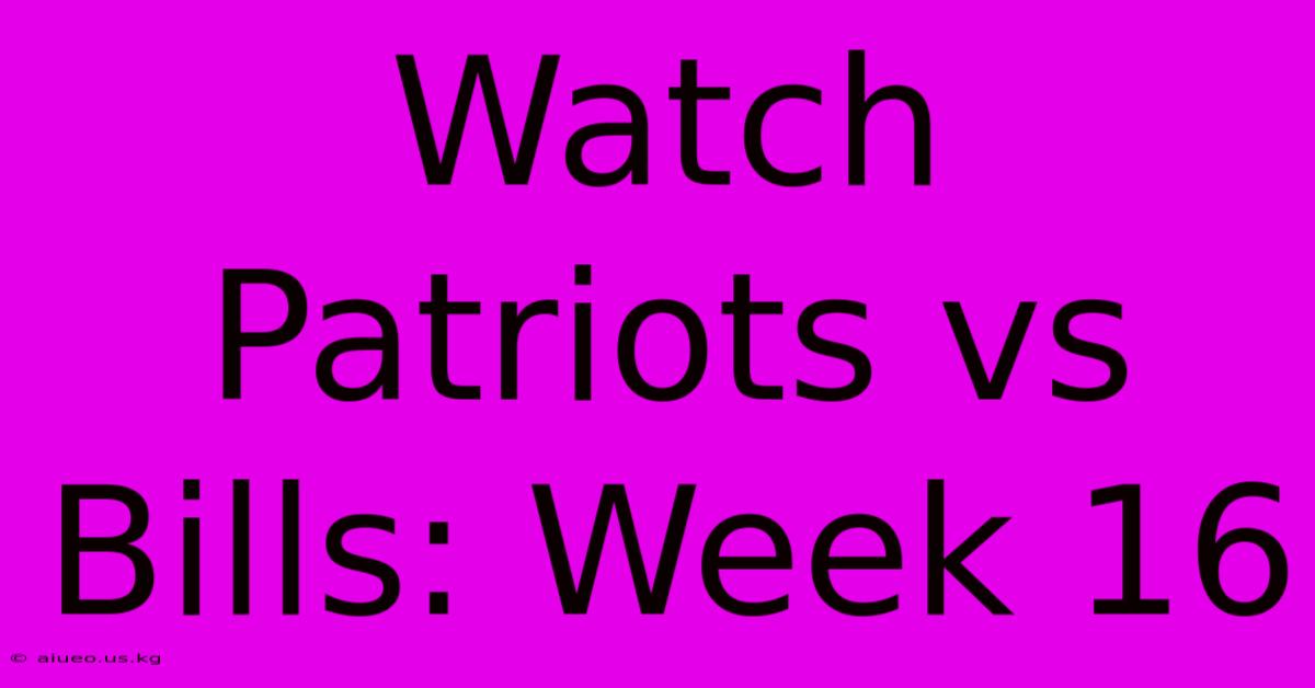 Watch Patriots Vs Bills: Week 16